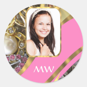 Adesivo Jóia cor-de-rosa fundo personalizado