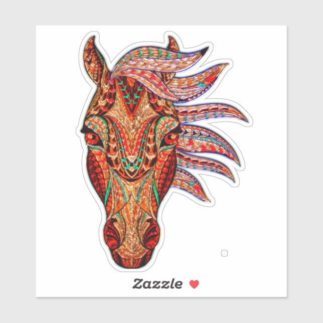 Adesivo Joia do cavalo mosaico colorido equestre (Folha)