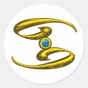 Adesivo Jóia Dourado do sinal do aniversário do zodíaco