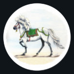 Adesivo Jol Christmas Horse Islandês<br><div class="desc">Pintura que fiz da minha linda Mare Freydis islandesa com mudança de cor e tema de feriado.</div>