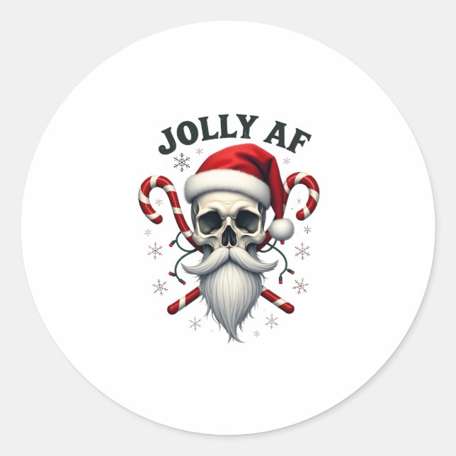 Adesivo Jolly Af Christmas Skull Santa Hat Happy Xmas Holi (Frente)