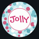 Adesivo Jolly Dot Christmas Stickers<br><div class="desc">Bolinhas azuis e vermelhas decoram esses adesivos de férias Jolly. Estes adesivos são excelente para sacos de presentes,  artesanatos de férias,  envelopes,  cozinha,  assar,  etc...  Personalize o texto para atender às suas necessidades. O design é da arte original.</div>