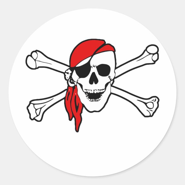 Adesivo Jolly roger com bandana vermelha (Frente)