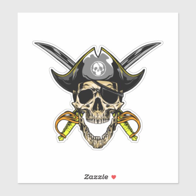 Adesivo Jolly Roger Crânio pirata (Folha)