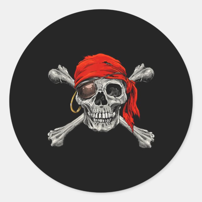 Adesivo Jolly Roger Pirate Skull Crossbones Halloween (Frente)