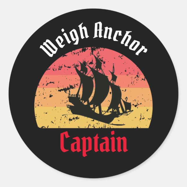 Adesivo Jolly Roger Ship Sunset ClassRound Sticker (Frente)