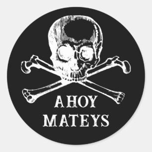 Adesivo Jolly Rogers. Pirata do Dia das Bruxas Negro. Ahoy