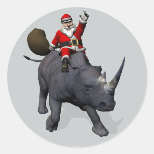 Adesivo Jolly Santa Claus Andando Um Rhino