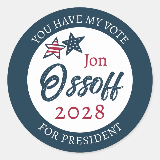 Adesivo Jon Ossoff para Presidente 2028  (Frente)