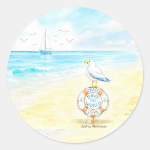 Adesivo Jon Seagull - Paz & Amor Salvam o Mundo