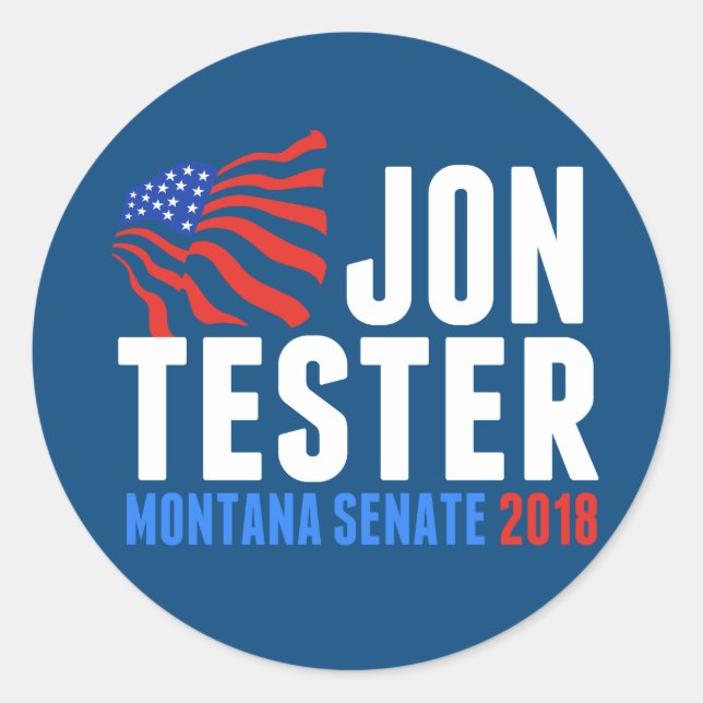 Adesivo Jon Tester para o Senado de Montana em 2018 (Frente)
