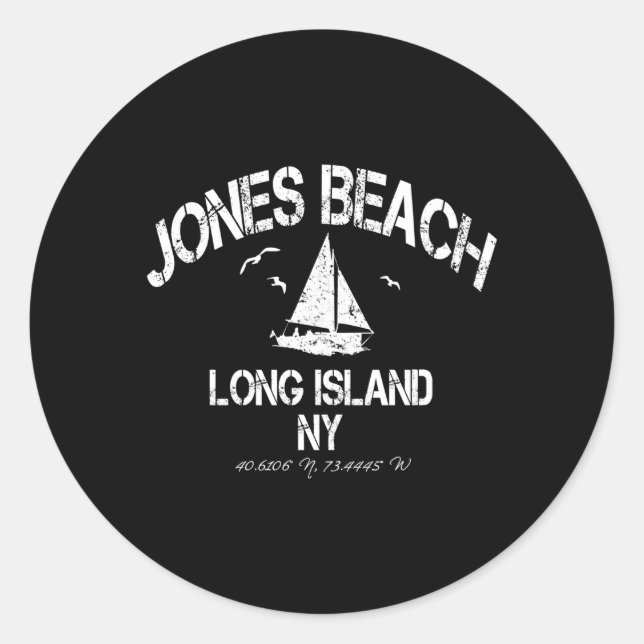 Adesivo Jones Beach Long Island New York Distress Náutico (Frente)
