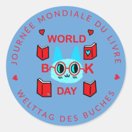 Adesivo Jornada Mondiale du Livre / Gato do Dia Mundial do