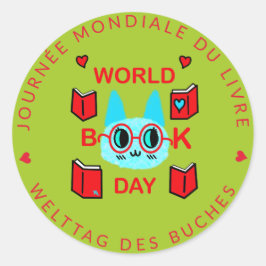 Adesivo Jornada Mondiale du Livre / Gato do Dia Mundial do