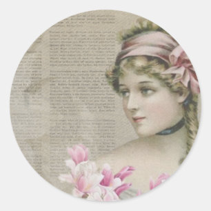 Adesivo Jornal Vitoriano Steampunk Lady Pink
