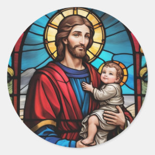 Adesivo Joseph e o Bebê Jesus Cristão Vidro Mantido