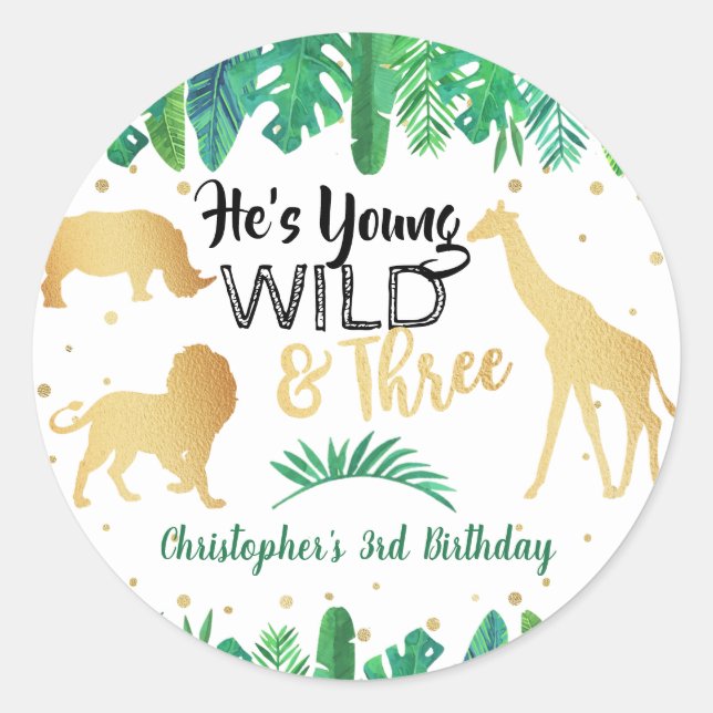 Adesivo Jovem Selvagem e Três Rapazes Terceiro Aniversário (Frente)
