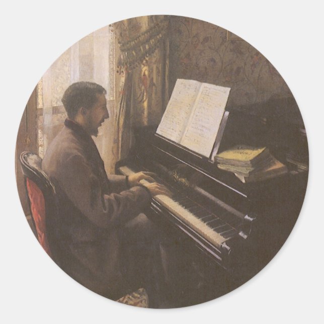 Adesivo Jovem Tocando Piano por Gustave Caillebotte (Frente)