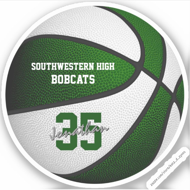 Adesivo Jovens do time de basquetebol branco verde (Frente)