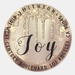 Adesivo Joy Christmas Return RSVP Lux VIP Faux Dourado BLu