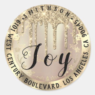 Adesivo Joy Christmas Return RSVP Lux VIP Faux Dourado Spa