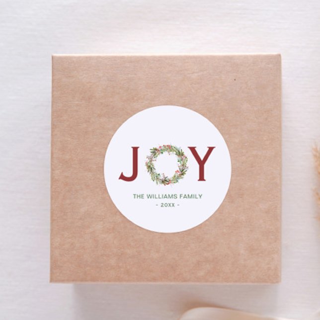 Adesivo Joy Christmas Wreath Family Name (Criador carregado)