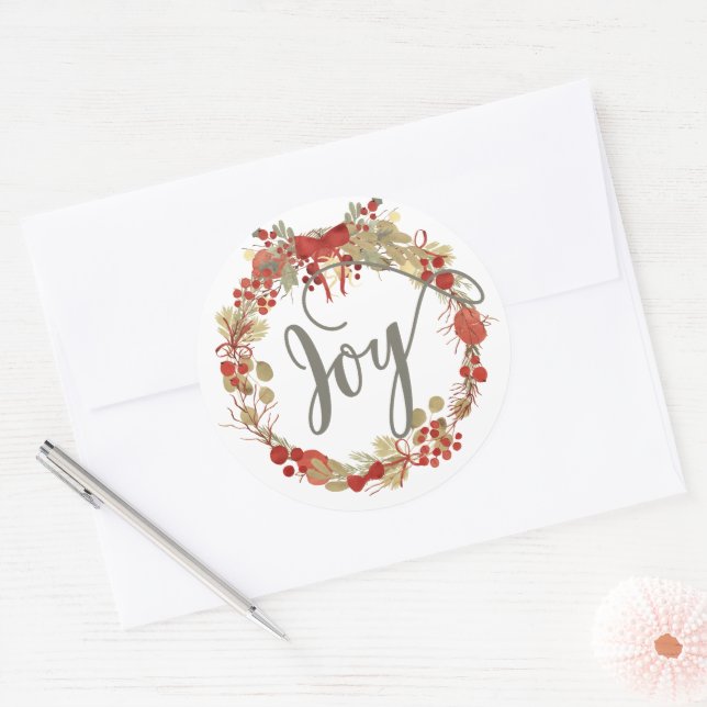 Adesivo Joy Christmas Wreath Holiday (Envelope)