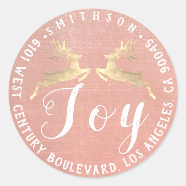 Adesivo Joy Deer Christmas Return RSVP Linen Rustic Peach (Frente)