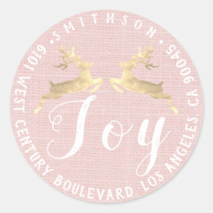 Adesivo Joy Deer Christmas Return RSVP Linen Rustic Rosa