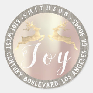Adesivo Joy Deer Christmas Return RSVP Rosa Linen