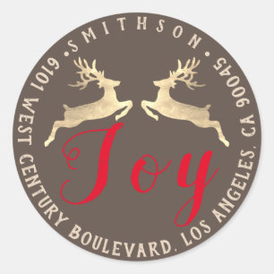 Adesivo Joy Deer Holiday Endereço Devress RSVP Rosa Dourad