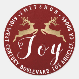 Adesivo Joy Deers Holiday Return Endereço Burgund Dourado