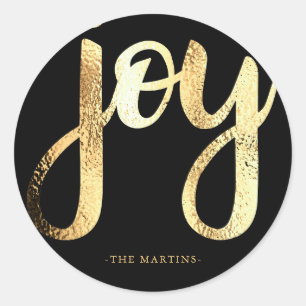 Adesivo Joy Faux Dourado Typografia Vinheta de Natal