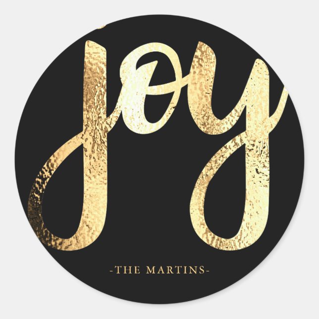 Adesivo Joy Faux Dourado Typografia Vinheta de Natal (Frente)