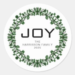 Adesivo Joy Floral Christmas Wreath Family Name Classic