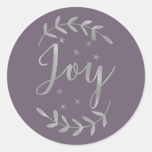 Adesivo JOY Folha Botânica Prateada Moderno Feriado QUALQU