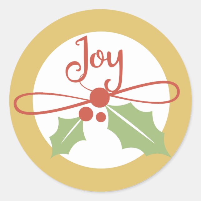 Adesivo Joy Holly Dourado e Red Christmas Stickers (Frente)