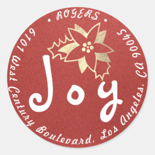 Adesivo Joy Holly Holiday Return Endereço Linen Dourada Kr