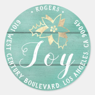 Adesivo Joy Holly Holiday Return Endereço Rustic Dourado M
