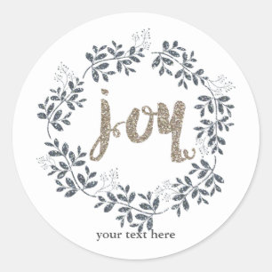 Adesivo JOY Leaf Wreath Rustic Holiday Sticker Dourado