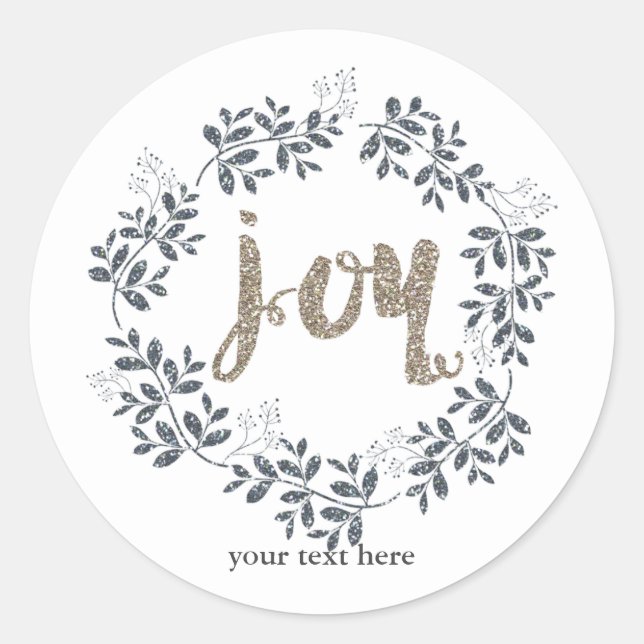 Adesivo JOY Leaf Wreath Rustic Holiday Sticker Dourado (Frente)