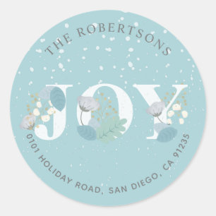 Adesivo JOY Light Blue Floral Snowfall Address Sticker