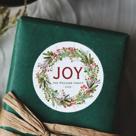Adesivo Joy - Nome da Família Wreath de Natal