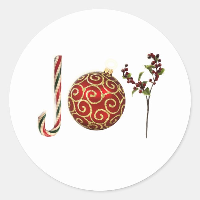 Adesivo Joy personalizou o ornamento de cana doce Holly (Frente)