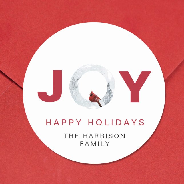 Adesivo Joy Red Cardinal Watercolor Natal (Criador carregado)