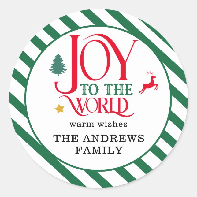 Adesivo "Joy to the world" Stripes-Deer Tree Star (Frente)