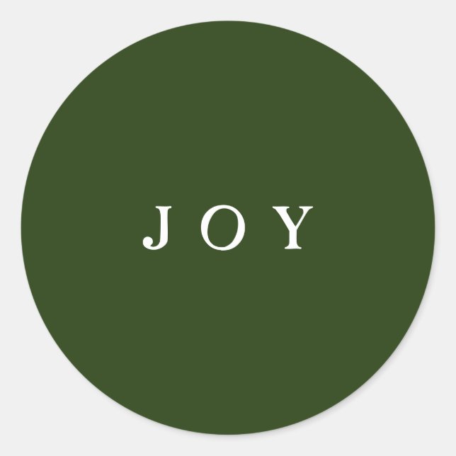 Adesivo Joy Typografia Green Simple Holiday Sticker (Frente)