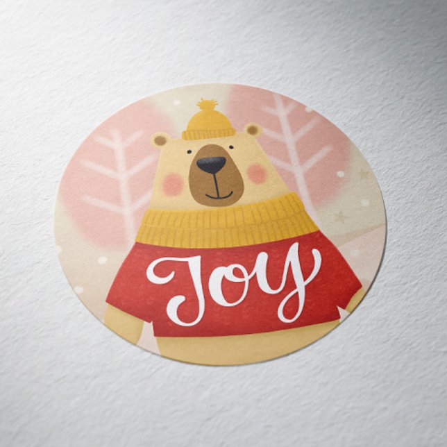 Adesivo Joy Woodland Winter Bear | Feriado de Natal bonito (Criador carregado)