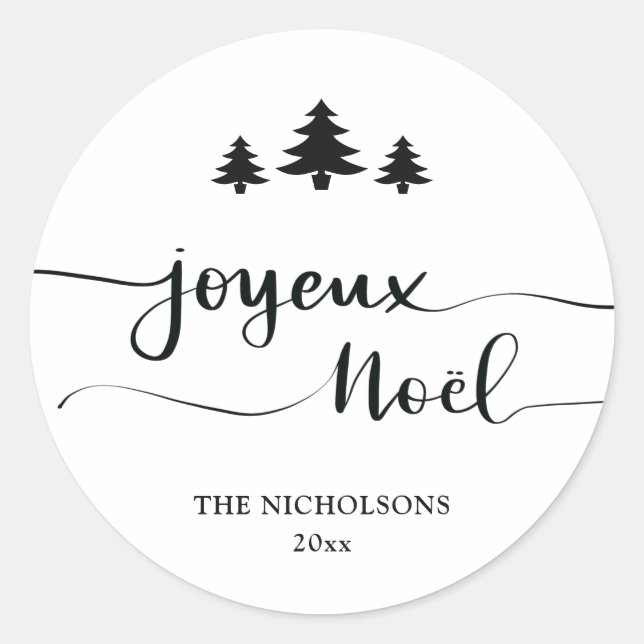 Adesivo Joyeux Noel | Feriado Moderno Manuscrito R (Frente)