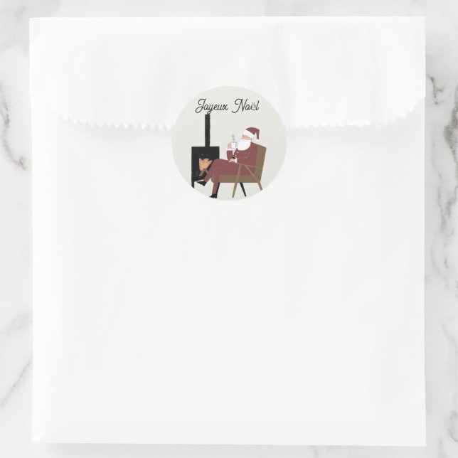 Adesivo Joyeux Noël Père Noël devant la Cheminée (Bolsa)